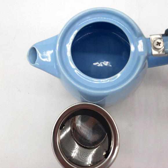 Alfred Blue Ceramic & Stainless Steel 20 Oz Pink Cherry Blossom Teapot & Infuser - Picture 7 of 8